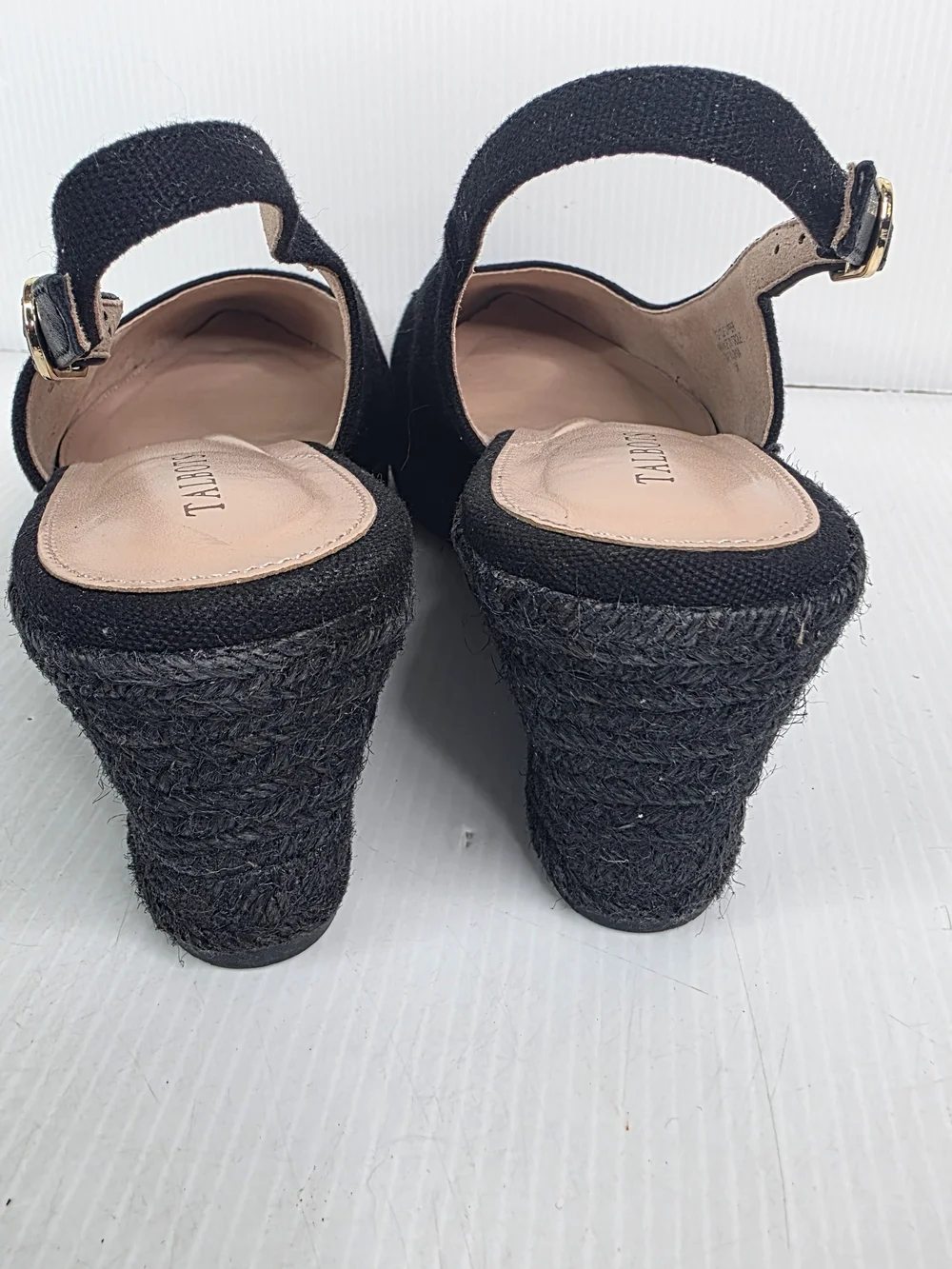 Talbots Black Slingback Wedge Espadrille Womens Sz 10